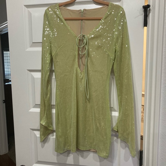 Light Green Sequin mini dress - Picture 1 of 5